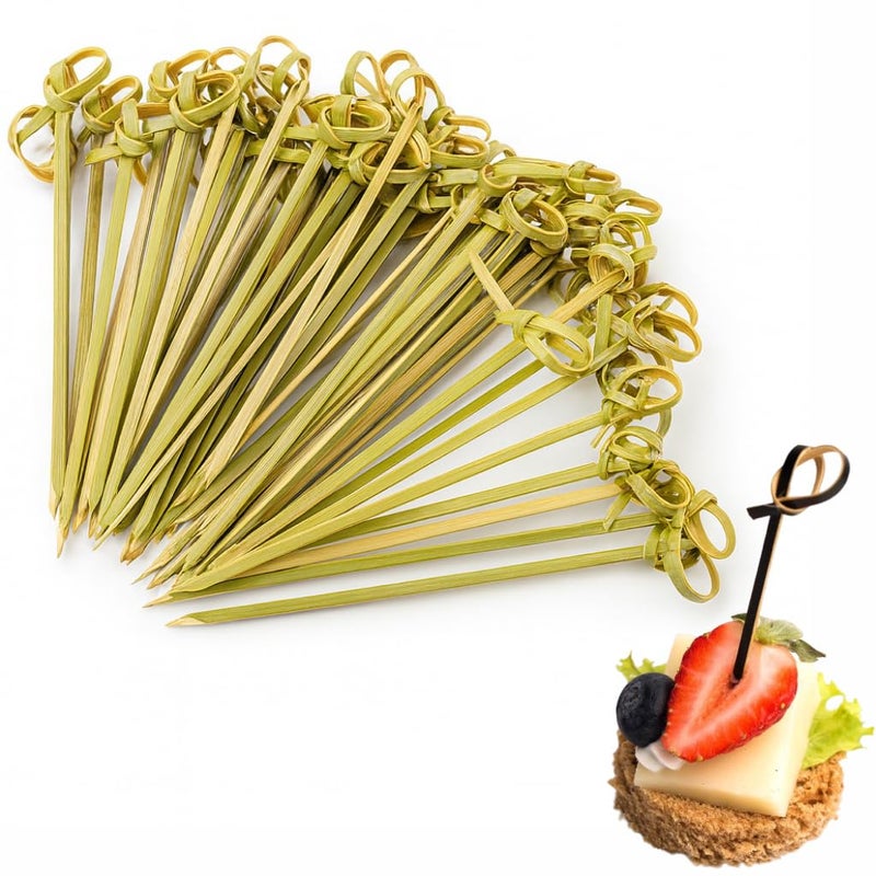 JapanBargain - 100 قطعة من أسياخ الخيزران ذات الأطراف الملتوية بطول 4 بوصات - Image 1
